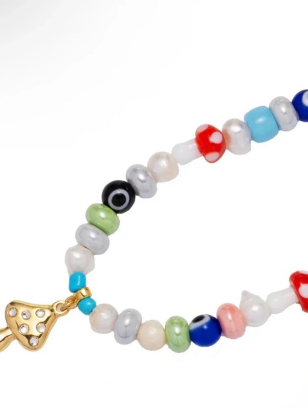 Mayamar Brand Bew Multicolor Beaded Necklace with Mushroom Charm